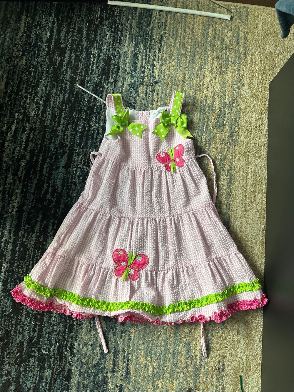 Emily Rose Girls Dress Pink White Seersucker Butterflies